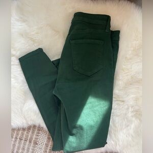 Waxed denim | L’agence skinny jeans, wax green pants. L’agence waxed pants